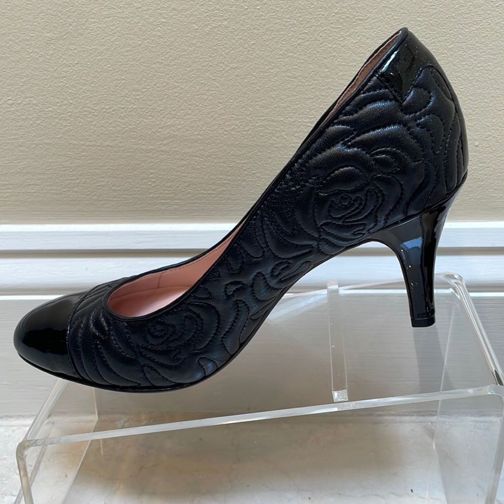 TARYN ROSE BLACK LEATHER PUMPS - Picture 2 of 10